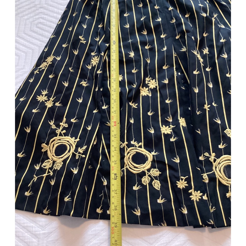 Anthropologie Moulinette Soeurs Dress Sz 6 Embroidered Floral Striped Fit Flare - Picture 8 of 8